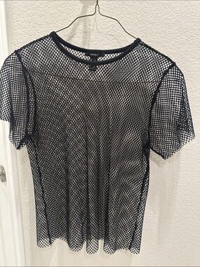Forever 21 Black Sheer Fishnet Tee